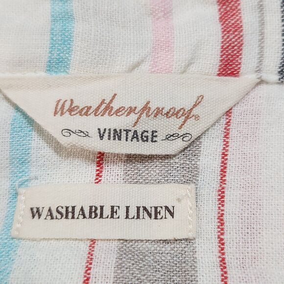 Weatherproof Vintage Linen SS Full Button Tie Shirt NWT XXL - Picture 4 of 8